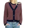 Current Air Two Piece Cardigan And Sleeveless Sweater In Navy/pink In Multi