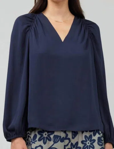 Current Air V-neck Blouse In Slate Navy