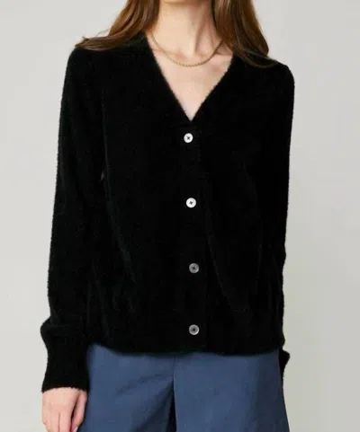 Current Air V-neck Contrast Cardigan In Black/ Gold