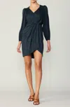 CURRENT AIR V-NECK SMOCKED SHOULDER DRESS IN CHARCOAL