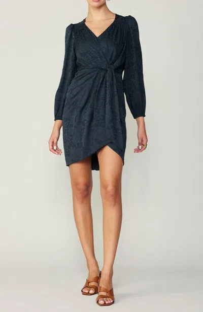 Current Air V-neck Smocked Shoulder Dress In Charcoal In Grey