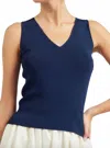 Current Air V Neck Sweater Tank In Navy In Blue