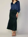 Current Air Vegan Suede Fishtail Skirt In Dark Green