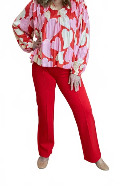 Current Air Wide Leg Pants In Cherry Red