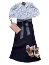 Current Air Women's Belt Bias Skirt In Navy In Blue