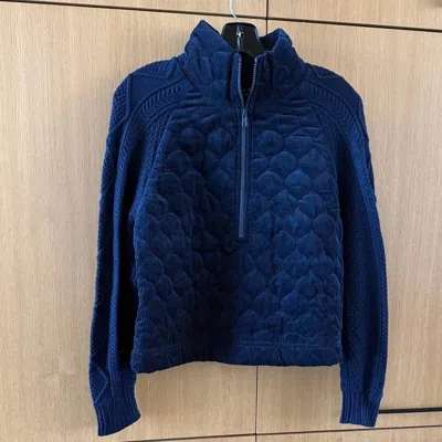 Current Air Women's Half Zip Pull Over Knit Sweater In Navy Blue