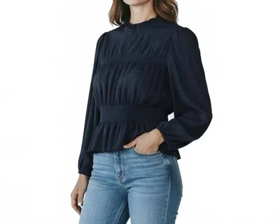 Current Air Women's Long Sleeve Peplum Knit Top In Navy In Blue