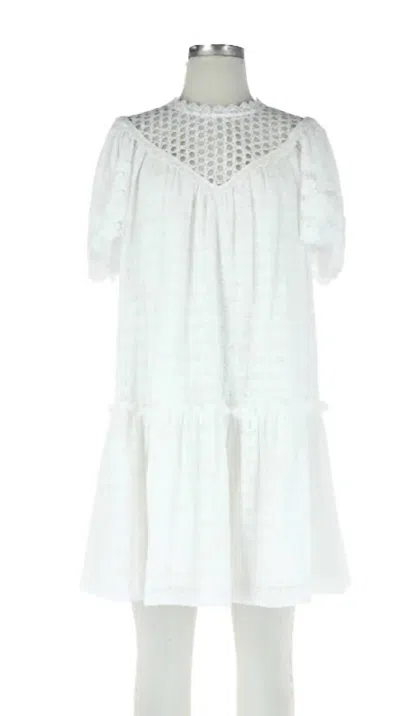 Current Air Women's Short Sleeve Lace Dress In White