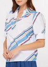 Current Air Diagonal Stripe Split Neck Blouse In Multi In White