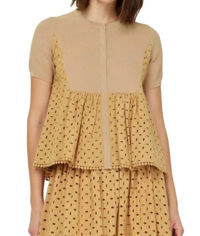 Current Air Women's Woven Eyelet Blouse In Butterscotch In Yellow