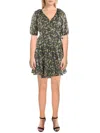 Current Air Womens Floral Print Mini Wrap Dress In Green