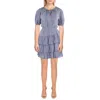 Current Air Womens Tie Neck Metallic Mini Dress In Grey