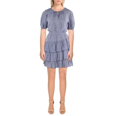 Current Air Womens Tie Neck Metallic Mini Dress In Grey