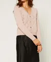 CURRENT AIR ZIG ZAG PEARL BUTTON DOWN CARDIGAN IN LIGHT PINK