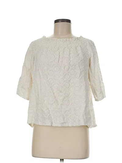 Pre-owned Current Elliott 3/4 Sleeve Blouse In Ivory