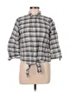 Current Elliott 3/4 Sleeve Button Down Shirt In Gray