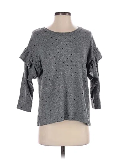 Pre-owned Current Elliott 3/4 Sleeve Top Gray Cold Shoulder Neckline Tops
