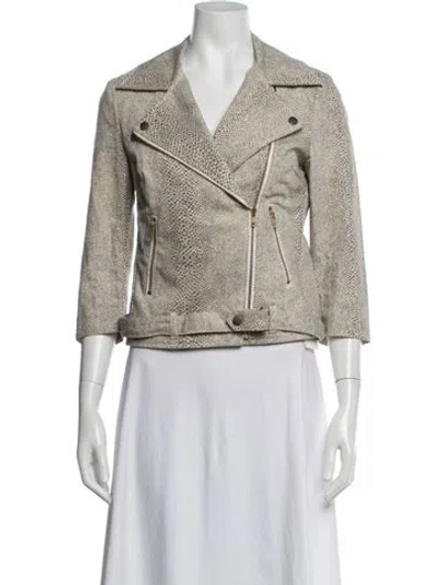Pre-owned Current Elliott Animal Print Biker Jacket In Neutrals