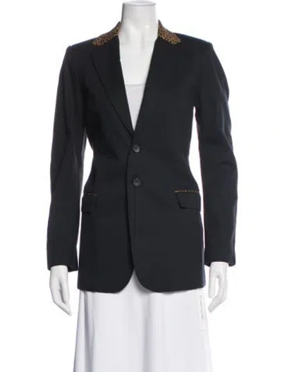Pre-owned Current Elliott Animal Print Blazer In Black