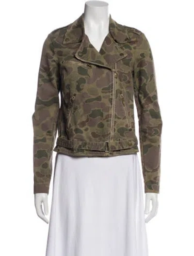 Pre-owned Current Elliott Camouflage Print Jacket In Green