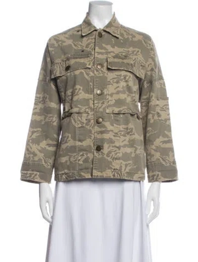 Pre-owned Current Elliott Camouflage Print Utility Jacket In Green