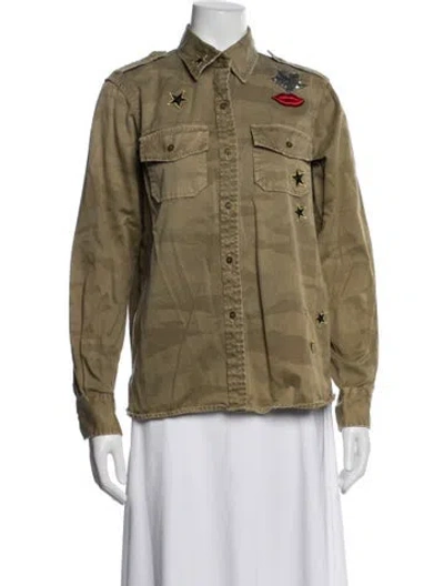 Pre-owned Current Elliott Camouflage Print Utility Jacket In Green