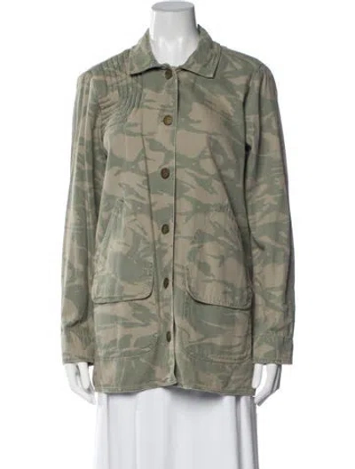 Pre-owned Current Elliott Camouflage Print Utility Jacket In Green/neutrals