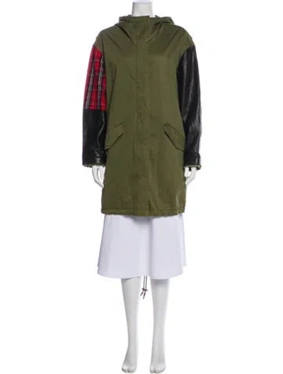Pre-owned Current Elliott Colorblock Pattern Parka In Green