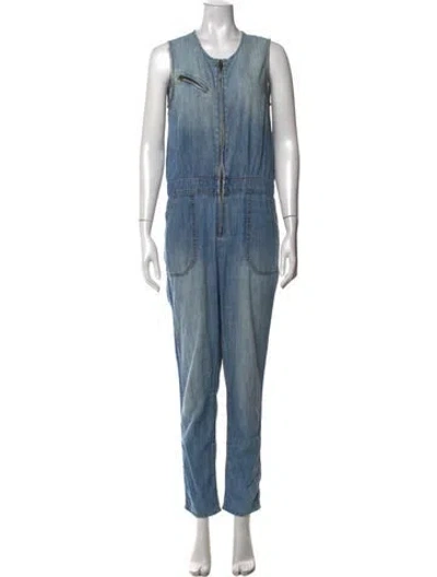 Pre-owned Current Elliott Crew Neck Jumpsuit In Blue
