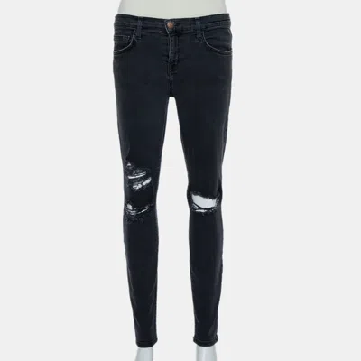 Current Elliott Current Elliot Black Denim Destroyed Stilletto Jeans M In Blue