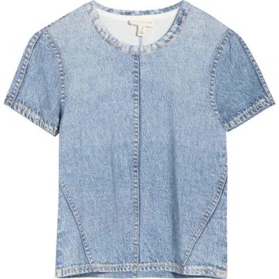 Current Elliott Current/elliott 3d Printed Jersey Crop T-shirt In Blue