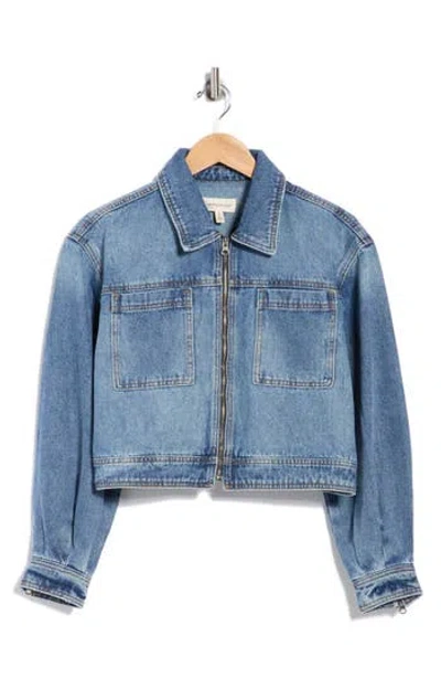 Current Elliott Current/elliott Blouson Sleeve Crop Jacket In Blue
