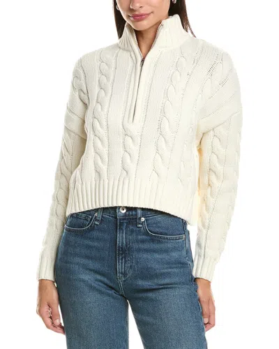Current Elliott Current/elliott Cropped Cable Knit 1/2-zip In Red