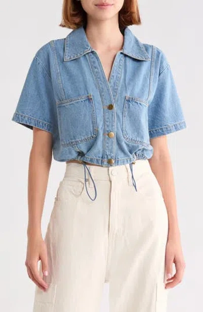 Current Elliott Current/elliott Cropped Denim Shirt In Blue