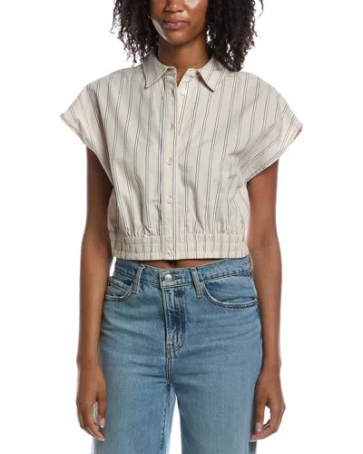 Current Elliott Current/elliott Extended Shoulder Cap Sleeve Cropped Blouse In Neutral