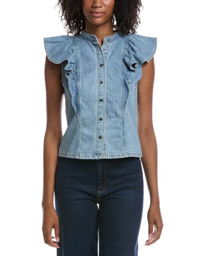 Current Elliott Current/elliott Mandarin Collar Vest In Blue
