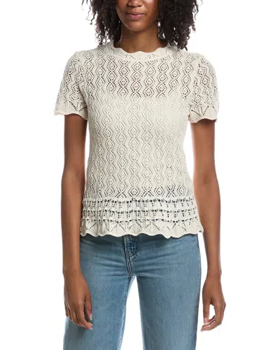 Current Elliott Current/elliott Pointelle Knit Pullover Blouse In White