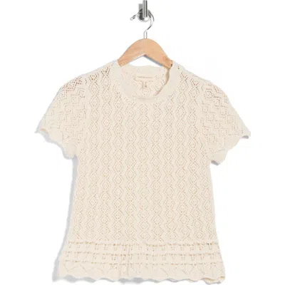 Current Elliott Current/elliott Short Sleeve Pointelle Sweater In Brown