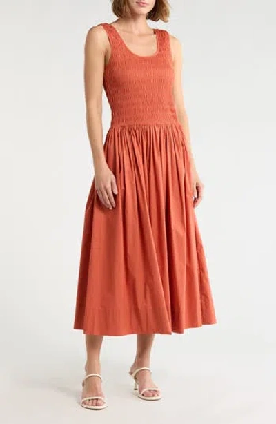 Current Elliott Current/elliott Sleeveless Smocked Sundress In Orange