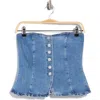 Current Elliott Current/elliott Strapless Button Front Bustier In Blue
