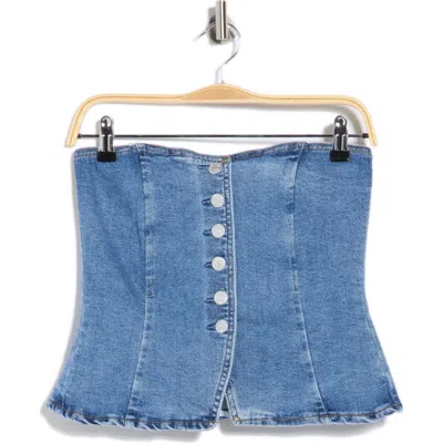 Current Elliott Current/elliott Strapless Button Front Bustier In Blue