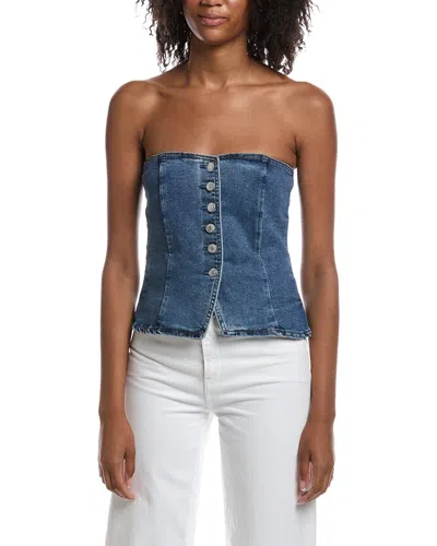 Current Elliott Current/elliott Strapless Button Front Bustier Tube Top In Blue