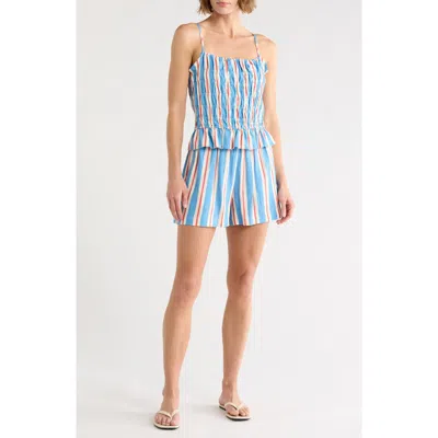 Current Elliott Current/elliott Stripe Linen Blend Strappy Camisole & Shorts Set