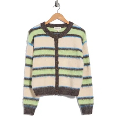 Current Elliott Current/elliott Striped Button Cardigan In Animal Print