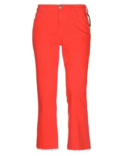 Current Elliott Current/elliott Woman Jeans Coral Size 24 Cotton, Elastane In Red