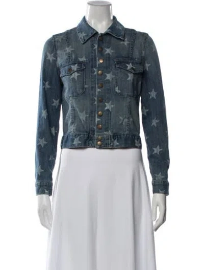 Pre-owned Current Elliott Graphic Print Denim Jacket In Blue