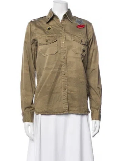 Pre-owned Current Elliott Graphic Print Utility Jacket In Green