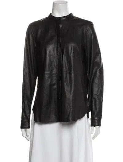 Pre-owned Current Elliott Lamb Leather Jacket In Black