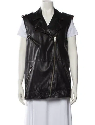Pre-owned Current Elliott Lamb Leather Vest In Black