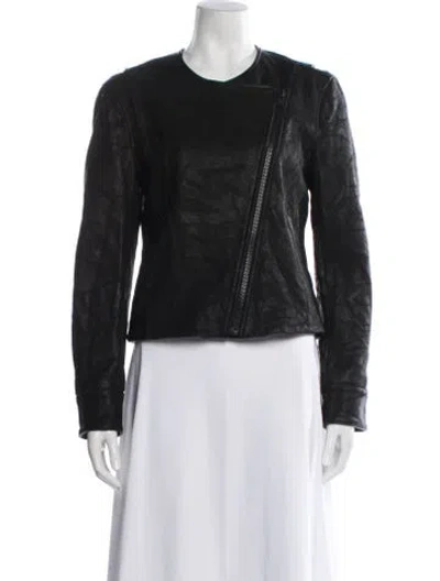 Pre-owned Current Elliott Leather Evening Jacket In Black